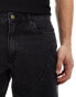 ASOS DESIGN tapered fit jeans with panelling detail in washed black - BLACK