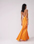 ASOS DESIGN satin cami maxi dress with sheer panel details in orange