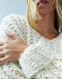 ASOS DESIGN hand knit jumper in chunky stitch with turn back cuffs in cream