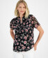 Women's Printed Ruffle-Trim Short-Sleeve Top