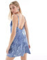 Vero Moda low back satin mini dress co-ord in denim print