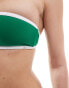 Free Society contrast bandeau bikini top in green and white