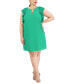 Plus Size Jewel-Neck Pleat-Sleeve Dress