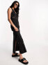 ASOS DESIGN soft denim sleeveless maxi dress with lace insert in washed black