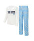 Women's White, Carolina Blue North Carolina Tar Heels Long Sleeve V-Neck T-shirt and Gauge Pants Sleep Set