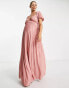 ASOS DESIGN Maternity puff sleeve wrap maxi dress in rose