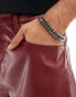 ASOS DESIGN leather look longer length jort in red