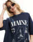 ASOS DESIGN oversized t-shirt with maine graphic in washed navy