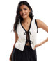 ASOS DESIGN knitted tie front waistcoat with contrast tipping in cream and black