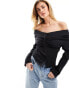 NA-KD off the shoulder draped top in black