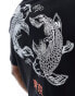 Selected Homme oversized t-shirt with koi back print in black