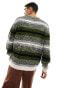 ASOS DESIGN knitted oversized jumper in green ombre stripe