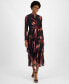 Women's Printed Mock Neck Tiered Midi Dress