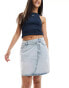 Vero Moda denim mini skort in light blue