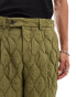 Viggo casual suit trousers in quilted khaki co-ord