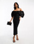 ASOS DESIGN off shoulder bardot bandage midi dress in black