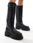 ASOS DESIGN Ciao premium leather chunky riding knee boots in black