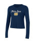 Women's Navy Notre Dame Fighting Irish Vault Cropped Long Sleeve T-shirt