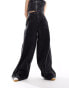 adidas Originals denim wide leg jeans in black with gold details