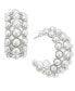 Silver-Tone Medium Imitation Pearl C-Hoop Earrings, 1.1", Created for Macy's