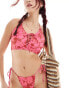 Reclaimed Vintage tie side bikini bottom in pink print