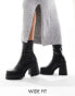 ASOS DESIGN Wide Fit Retreat mid-heeled sock boots in black