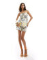 Never Fully Dressed shorts co-ord in cream mosaic print