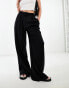 ASOS DESIGN casual wide leg trouser in black