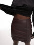 Topshop Tall leather look split detail mini skirt in oxblood