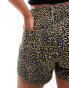 Mango leopard print denim shorts in brown