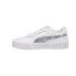 Puma Carina 2.0 Cloudy Metallic Logo Lace Up Toddler Girls White Sneakers Casua