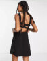 COLLUSION backless pinafore mini dress in black