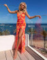 South Beach x Misha Grimes blurred floral print mesh maxi beach summer dress in pink