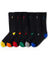 Men's 6-Pk. Performance Colored Heel Toe Crew Socks