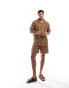 South Beach knit beach shirt co-ord in brown