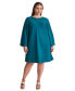 Plus Size Jewel-Neck Wide-Sleeve Shift Dress