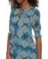 Women's Printed Elbow-Sleeve A-Line Dress