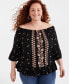 Plus Size Printed 3/4-Sleeve Top, Created for Macy's