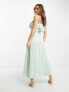 Vila Bridesmaid frill top cami maxi dress in mint green