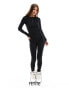 Threadbare Petite Ski ribbed base layer top and leggings set in black