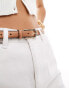 ASOS DESIGN waist and hip skinny half moon belt in tan