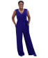 Women's Surplice-Neck Sleeveless Tie-Waist Jumpsuit