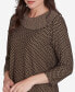 Petite Split Cowl Neck Textured Herringbone Jacquard Knit Top