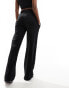 Kaiia drawstring wide leg joggers in black