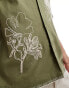 Reclaimed Vintage limited edition embroidered revere relaxed shirt in khaki