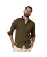 Men's Olive Green Self-Design Striped Shirt