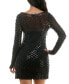 Juniors' Illusion Pearl-Sequin Mini Dress