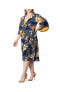 Plus Size Gemini Wrap Dress with Contrast Lined Sleeves