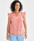 Women's Mixed-Media Lace-Trimmed Top, Created for Macy's