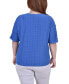 Plus Size Short Sleeve Honeycomb Textured Grommet Top